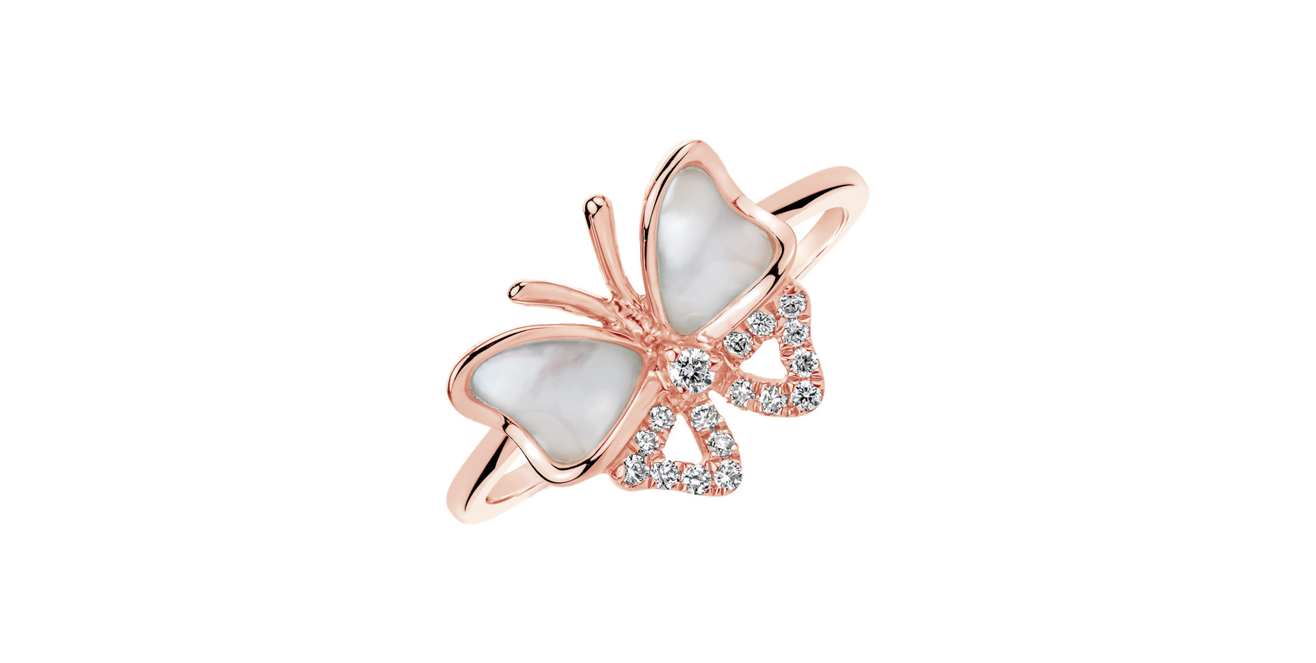 Prsten s diamantem a perletí Dancer of the Wind