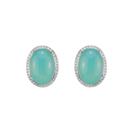 Náušnice s chalcedonem a diamanty BloomBurst