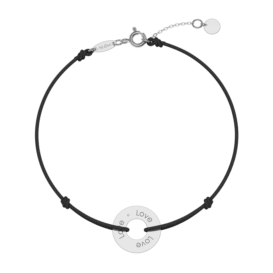 Diamantový náramek se šňůrkou Love Circle