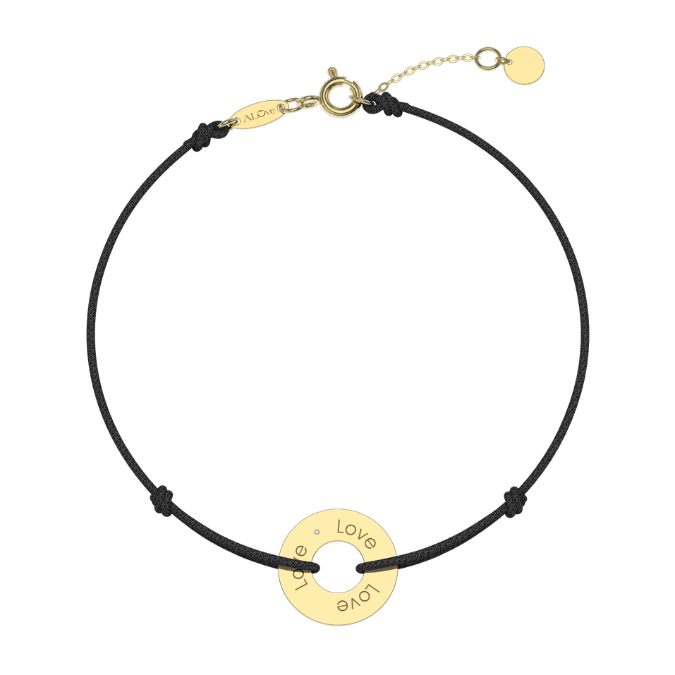 Diamantový náramek se šňůrkou Love Circle