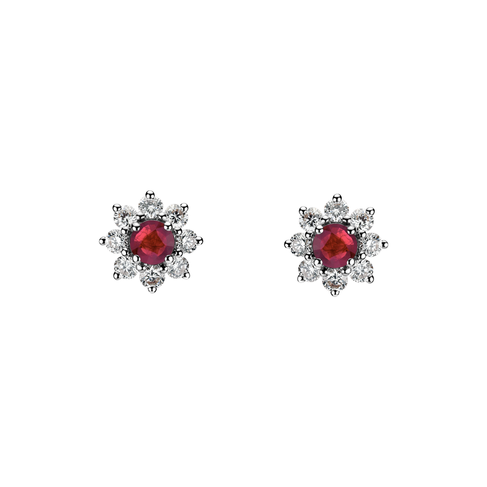 Náušnice s rubínem a diamanty Celestial Romance