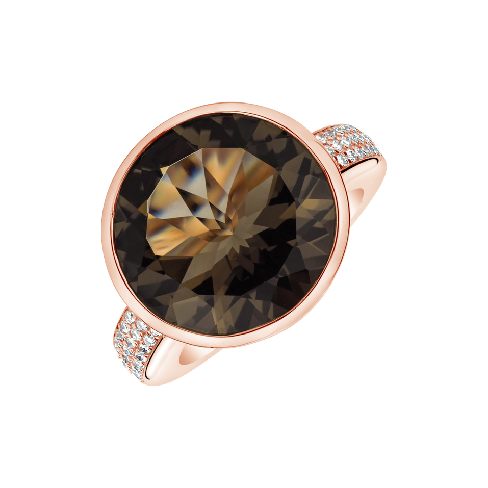 Prsten s diamanty a smoky quartz Aureus