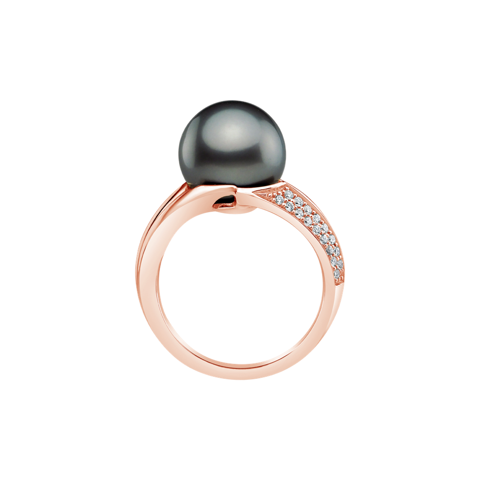 Prsten s diamanty a perlou Aurelia