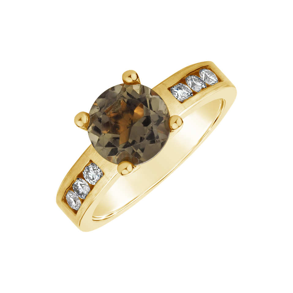 Prsten s diamanty a smoky quartzem Cornelius