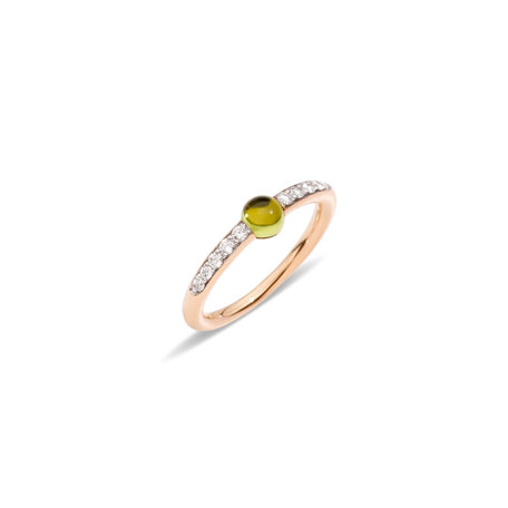 Prsten s brilianty a peridotem M'Ama Non M'Ama Pavé Ring