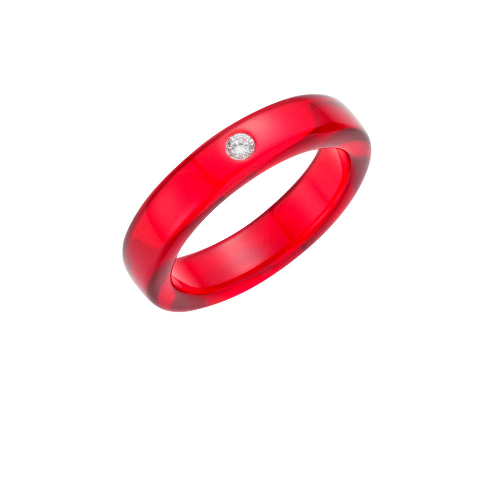 Prsten s diamantem Rubin