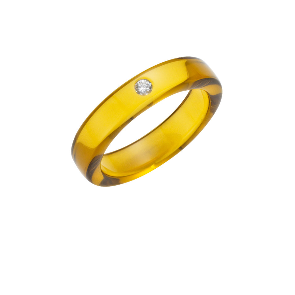 Prsten s diamantem Khaki