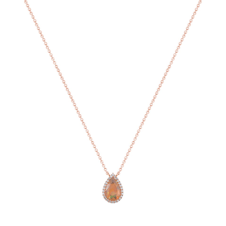 Náhrdelník s diamanty a opálem Dewy Drop