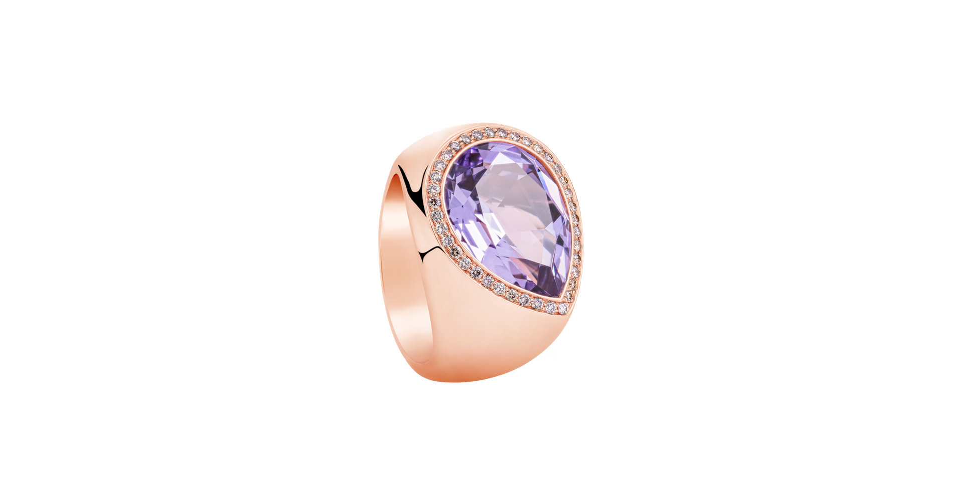 Prsten s diamanty a ametystem Viventia