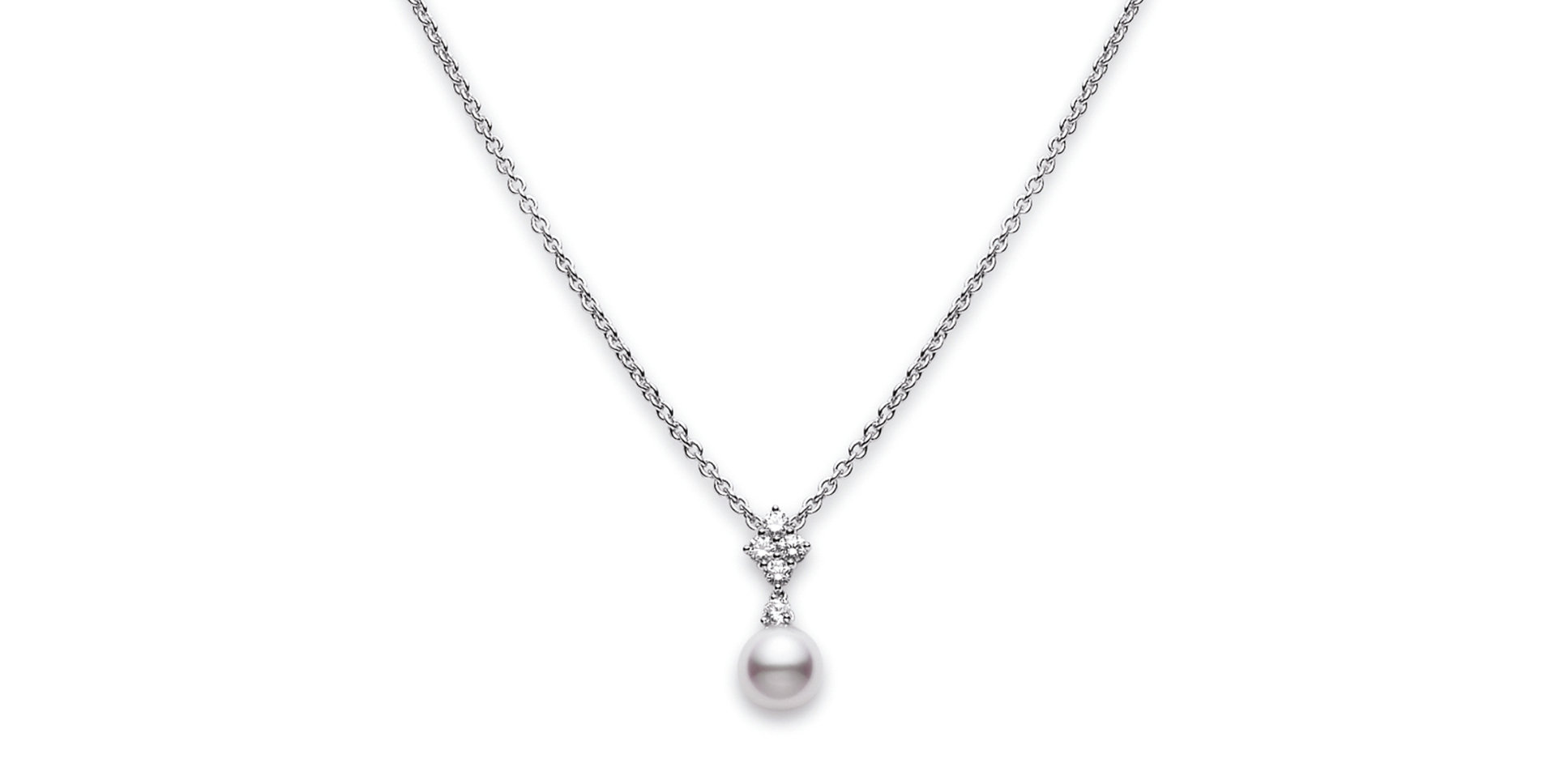 Náhrdelník s diamanty a perlou Classic Elegance