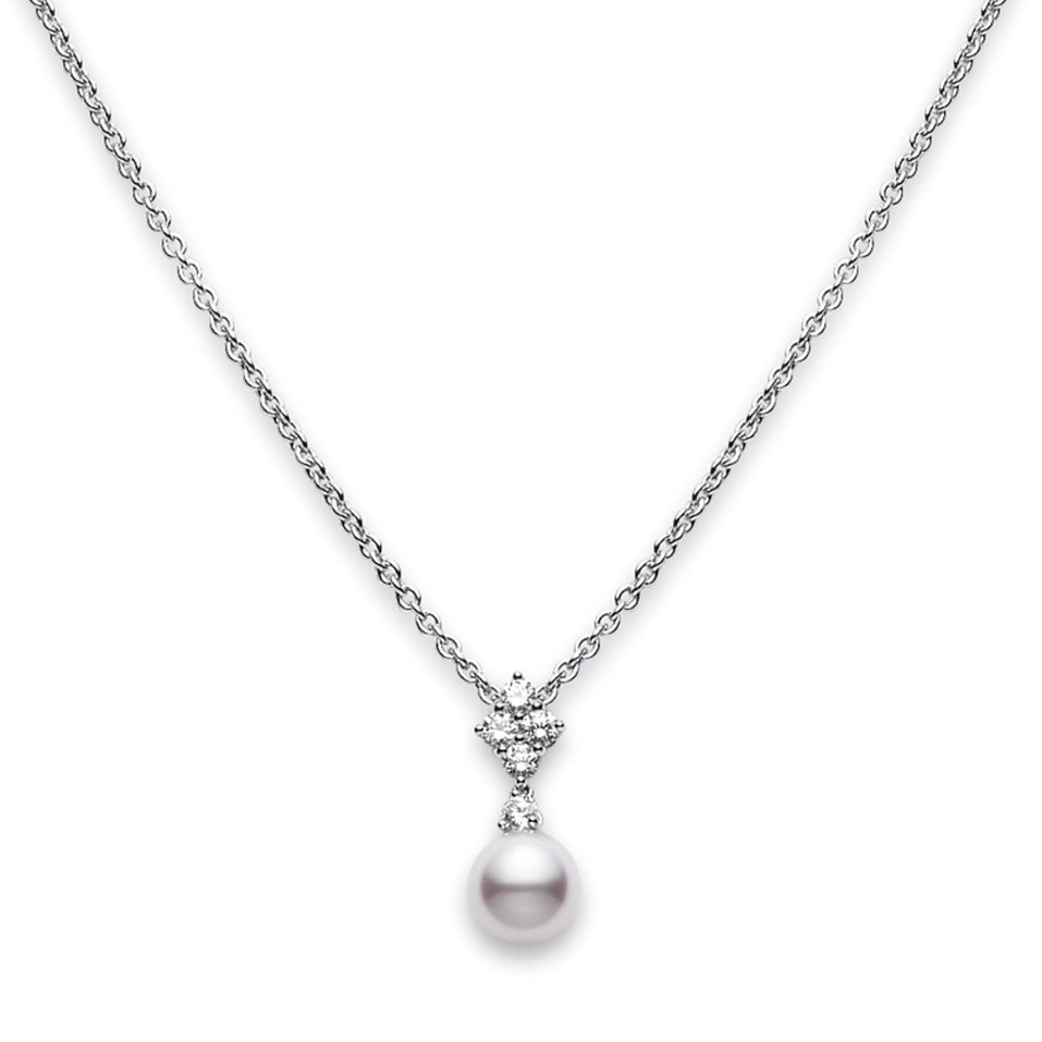 Náhrdelník s diamanty a perlou Classic Elegance