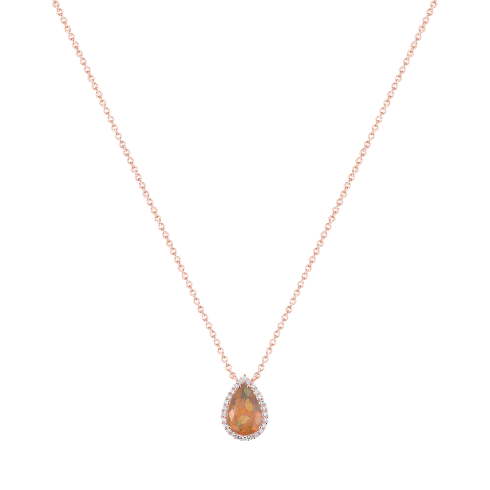 Náhrdelník s diamanty a opálem Dewy Drop