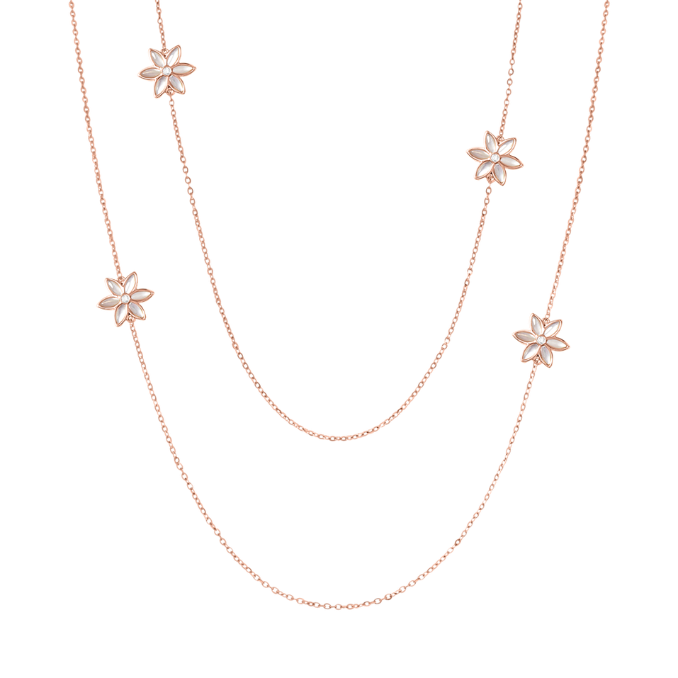 Náhrdelník s diamanty a perletí Floral Symphony