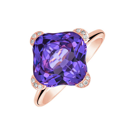Prsten s diamanty a ametystem Space Stranger