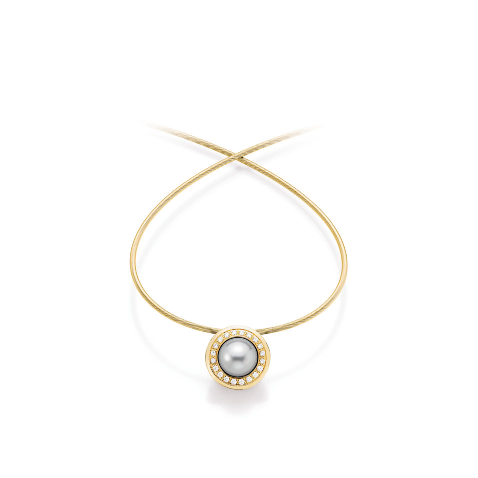 Náhrdelník s diamanty a perlou JH