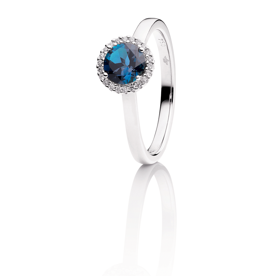 Prsten s diamanty a topazem Espressivo