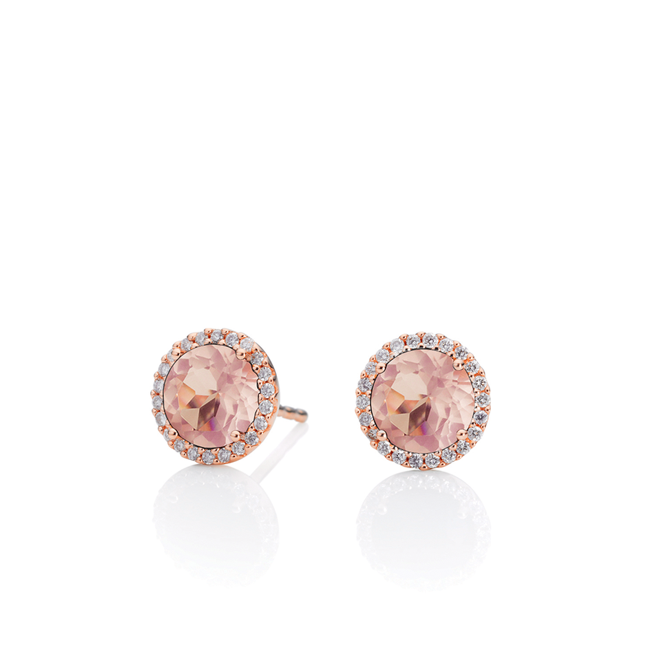 Náušnice s diamanty a morganitem Espressivo