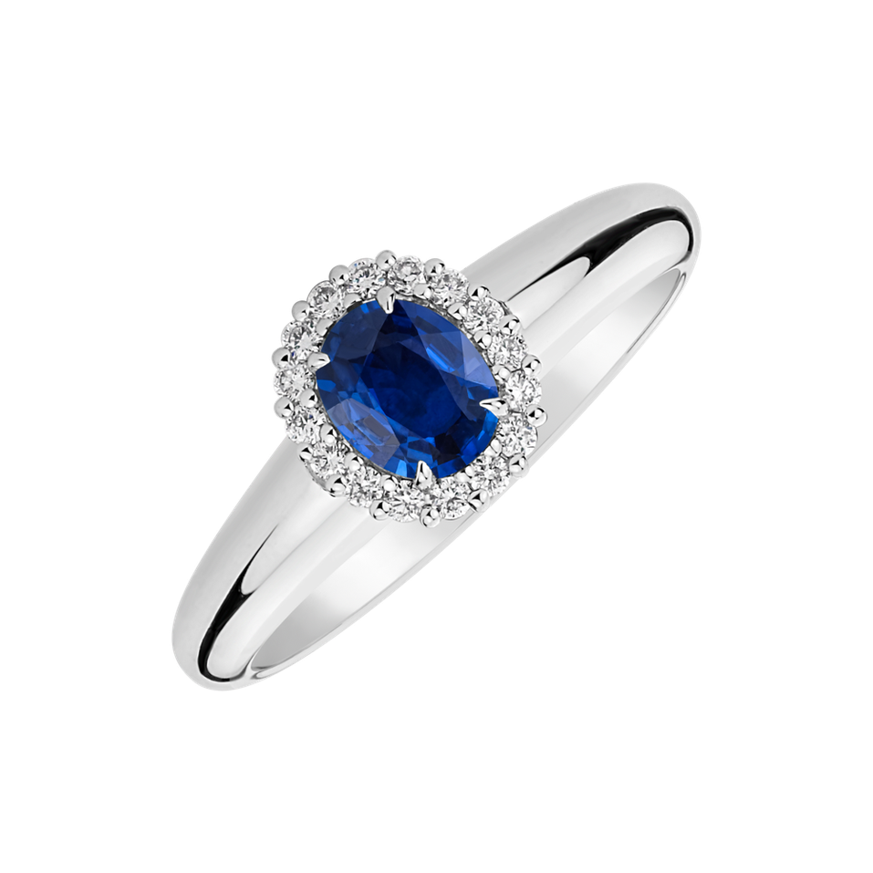 Prsten s diamanty a safírem Glow
