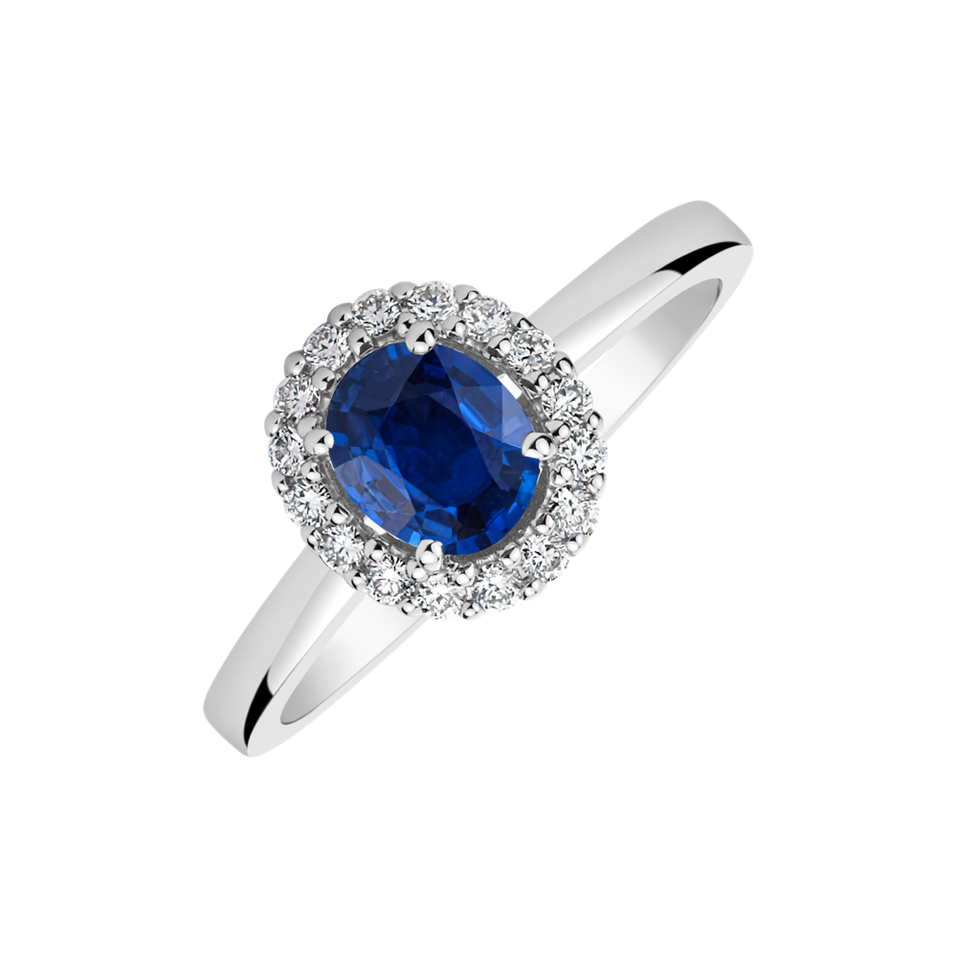 Prsten s diamanty a safírem Glow