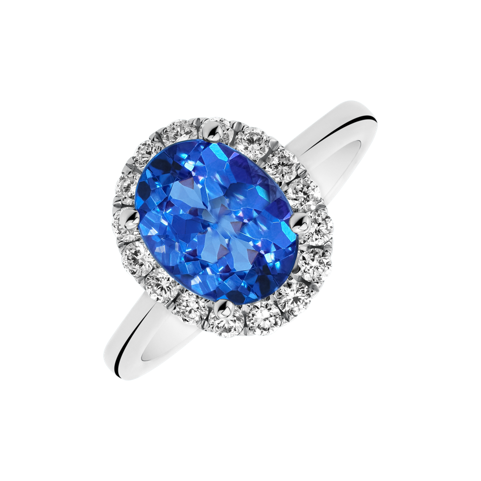 Prsten s diamanty a tanzanitem Luna