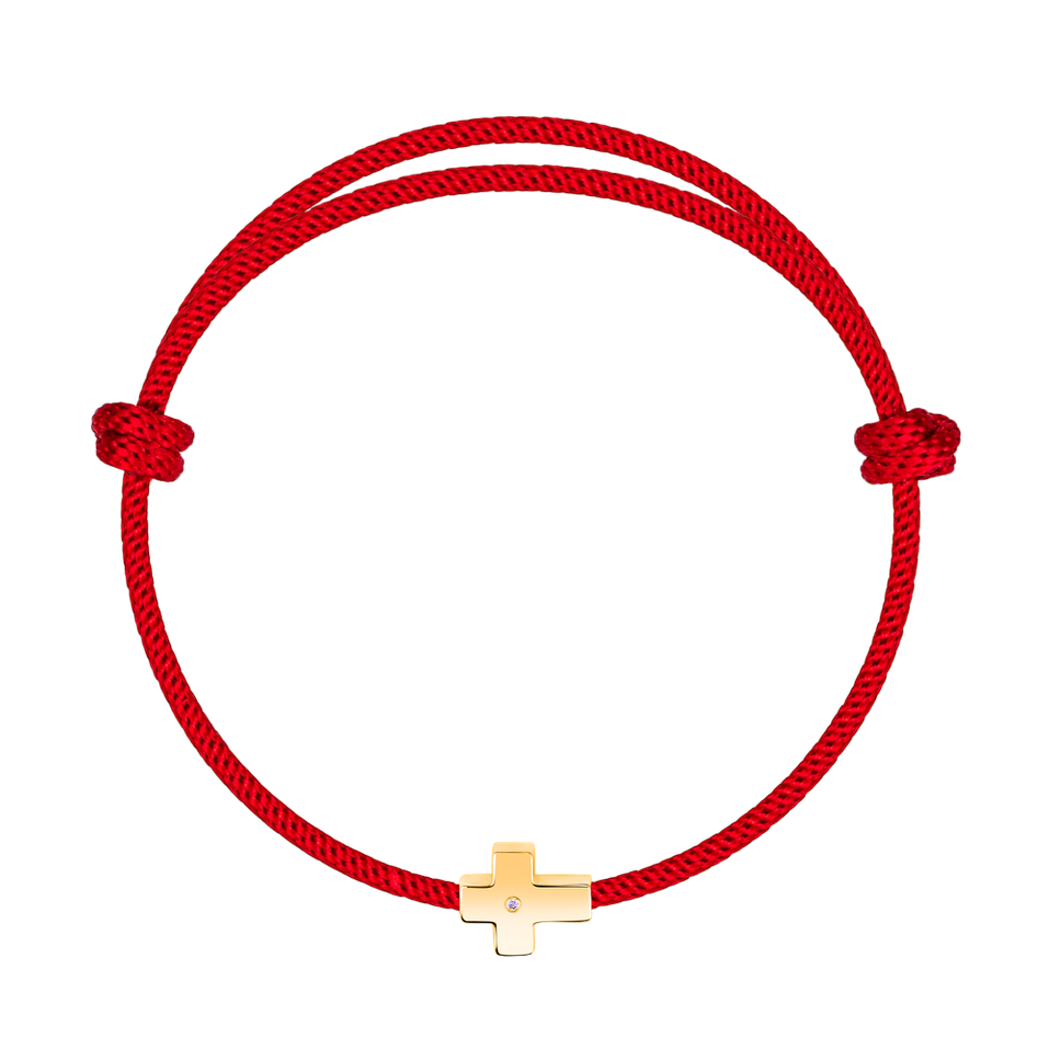 Diamantový náramek se šňůrkou Red Cross