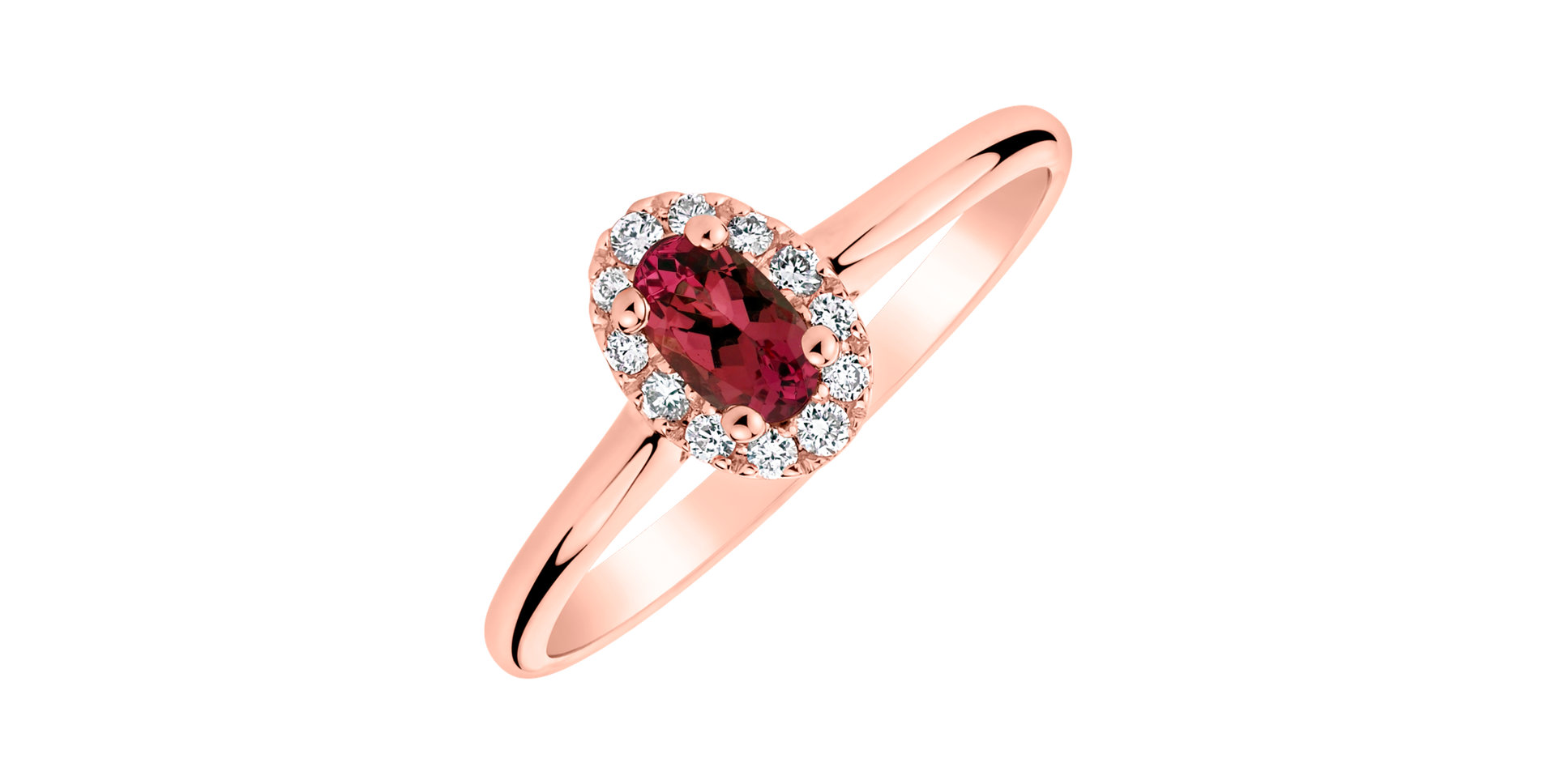 Prsten s diamanty a rubínem Princess