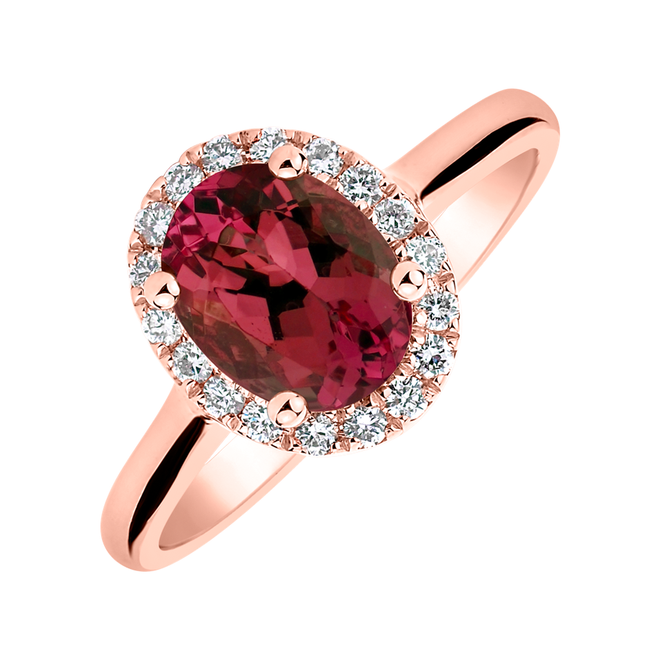 Prsten s diamanty a rubínem Princess