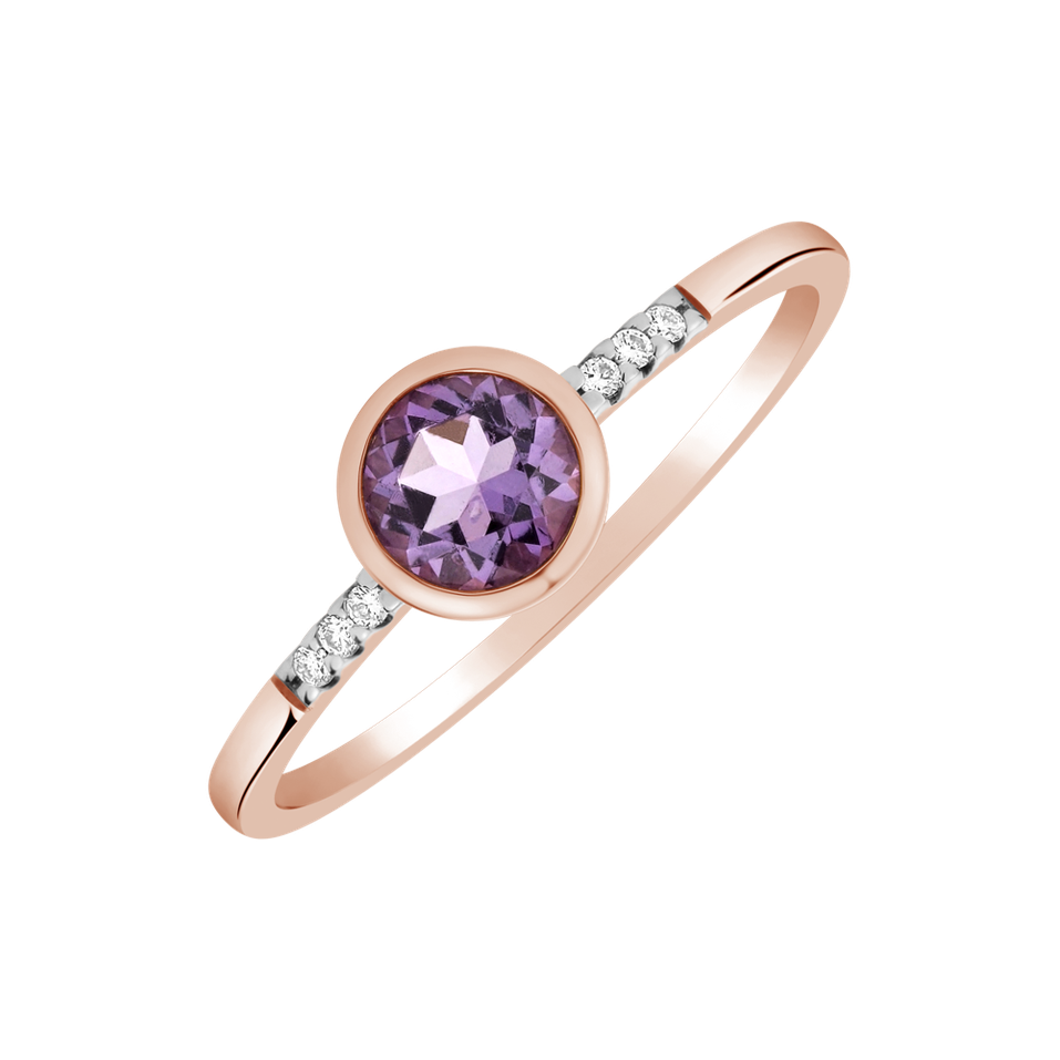 Prsten s diamanty a ametystem Valeria