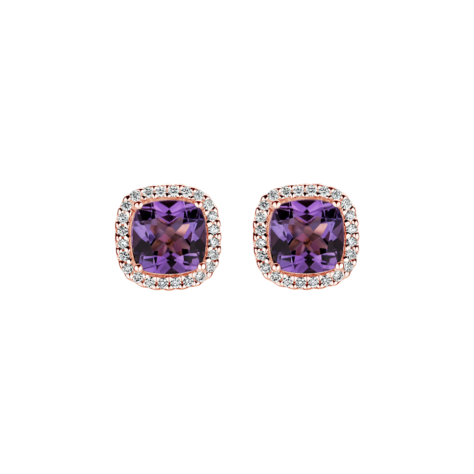 Náušnice s diamanty a ametystem Mirabelle