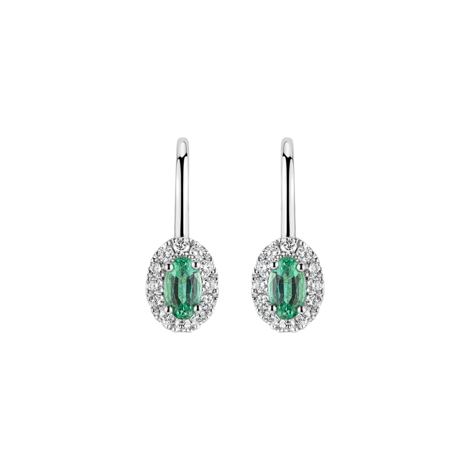 Náušnice s diamanty a smaragdem Princess