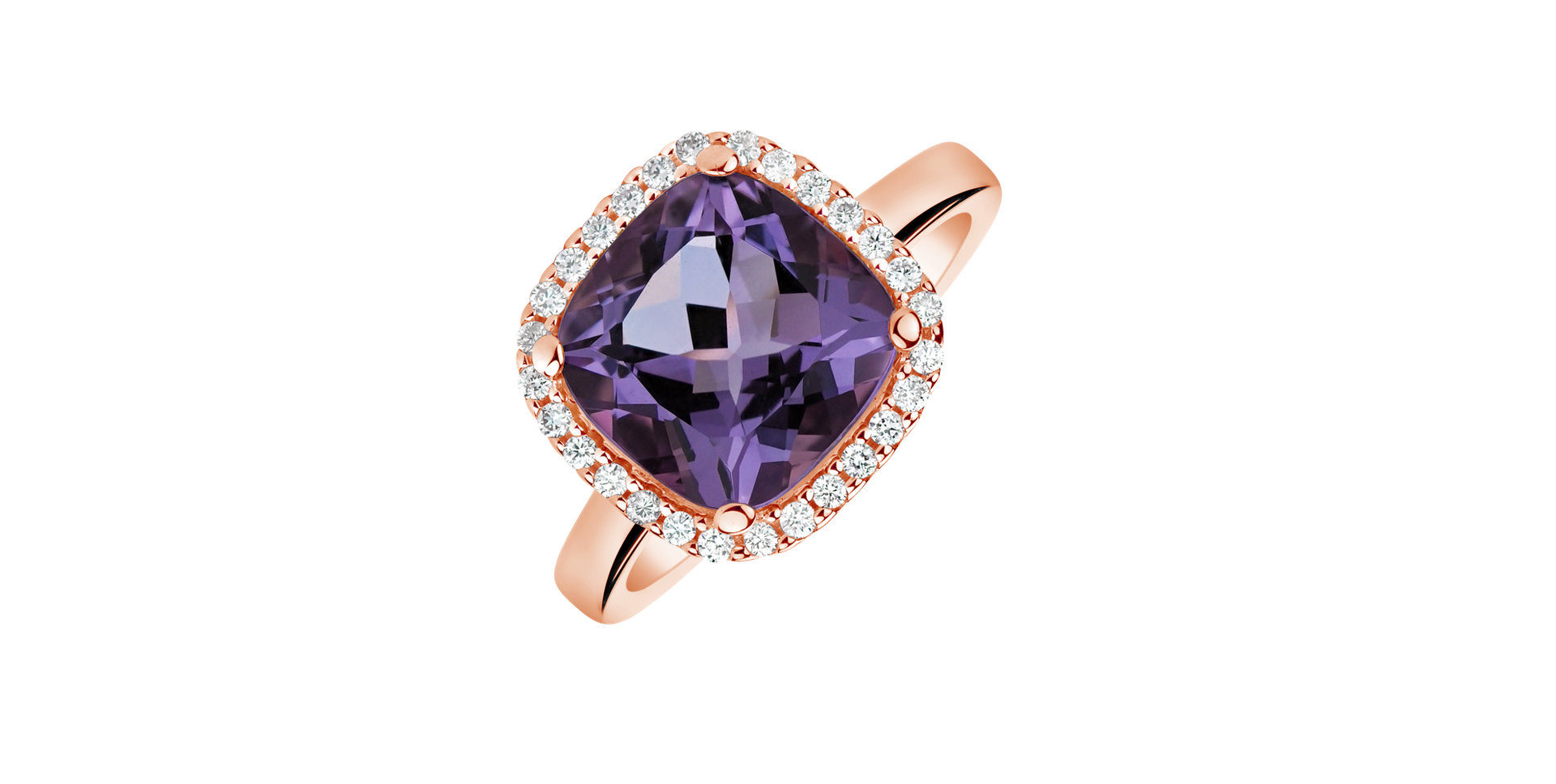 Prsten s diamanty a ametystem Petronille
