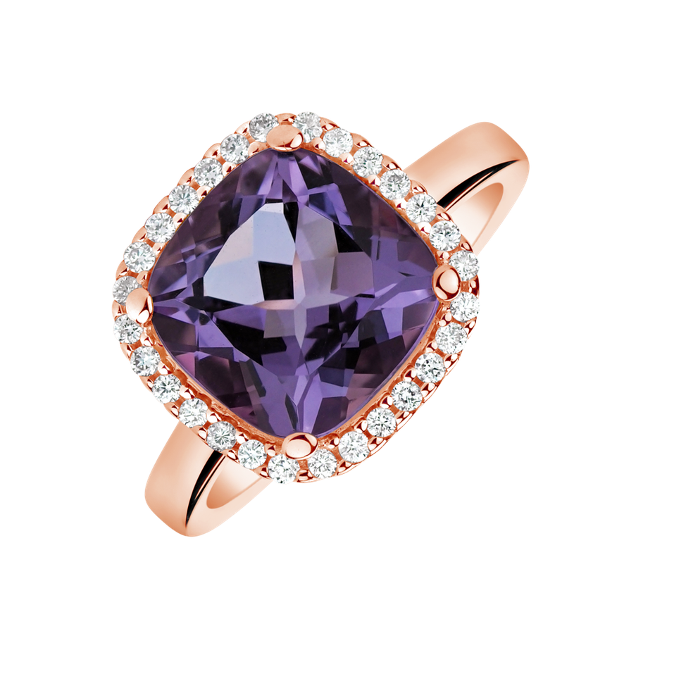 Prsten s diamanty a ametystem Petronille