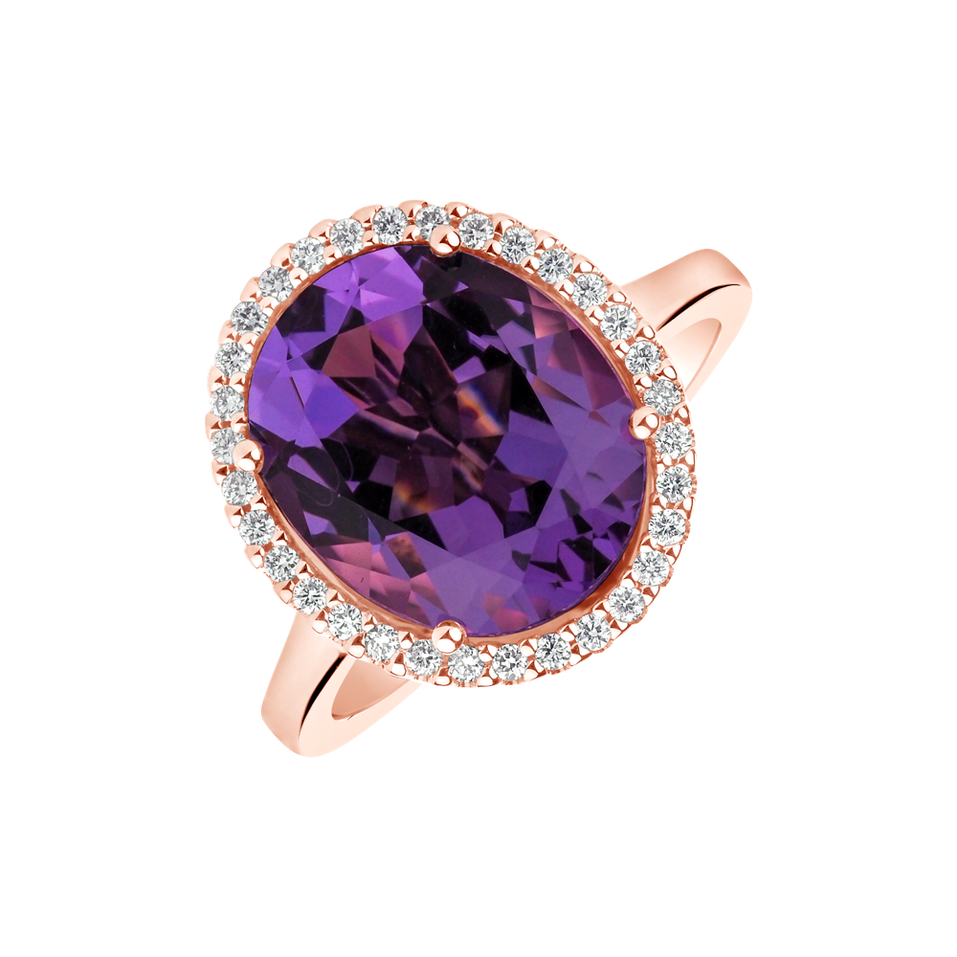 Prsten s diamanty a ametystem Cassia