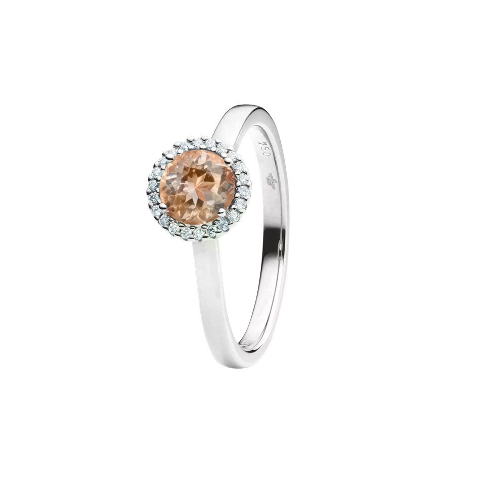Prsten s diamanty a morganitem Espressivo