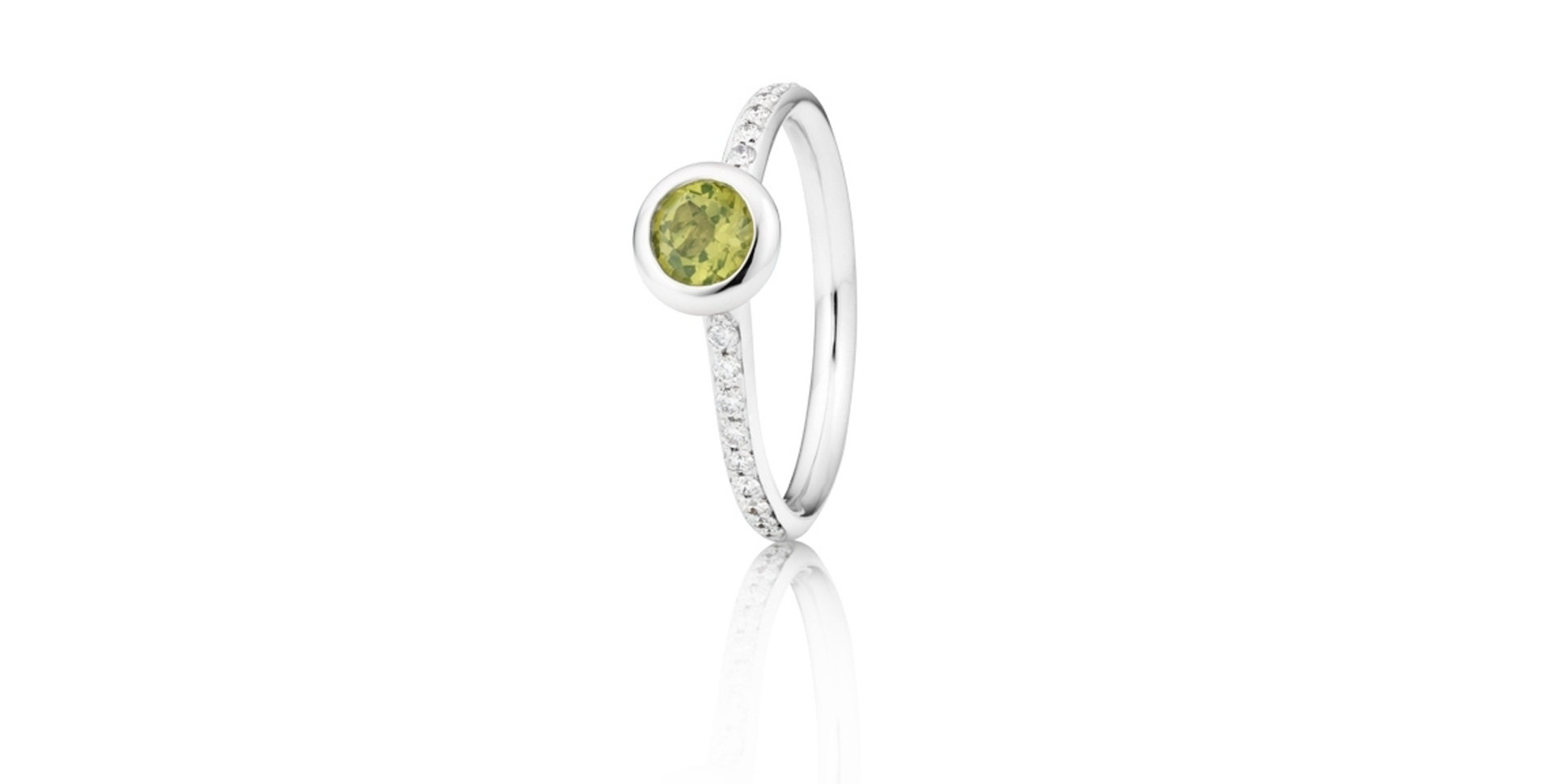 Prsten s diamanty a peridotem Prsten s peridotem