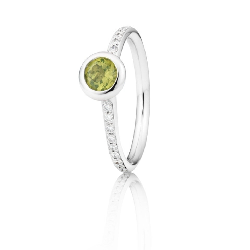 Prsten s diamanty a peridotem Prsten s peridotem