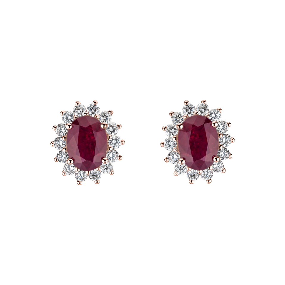 Náušnice s diamanty s rubínem Princess