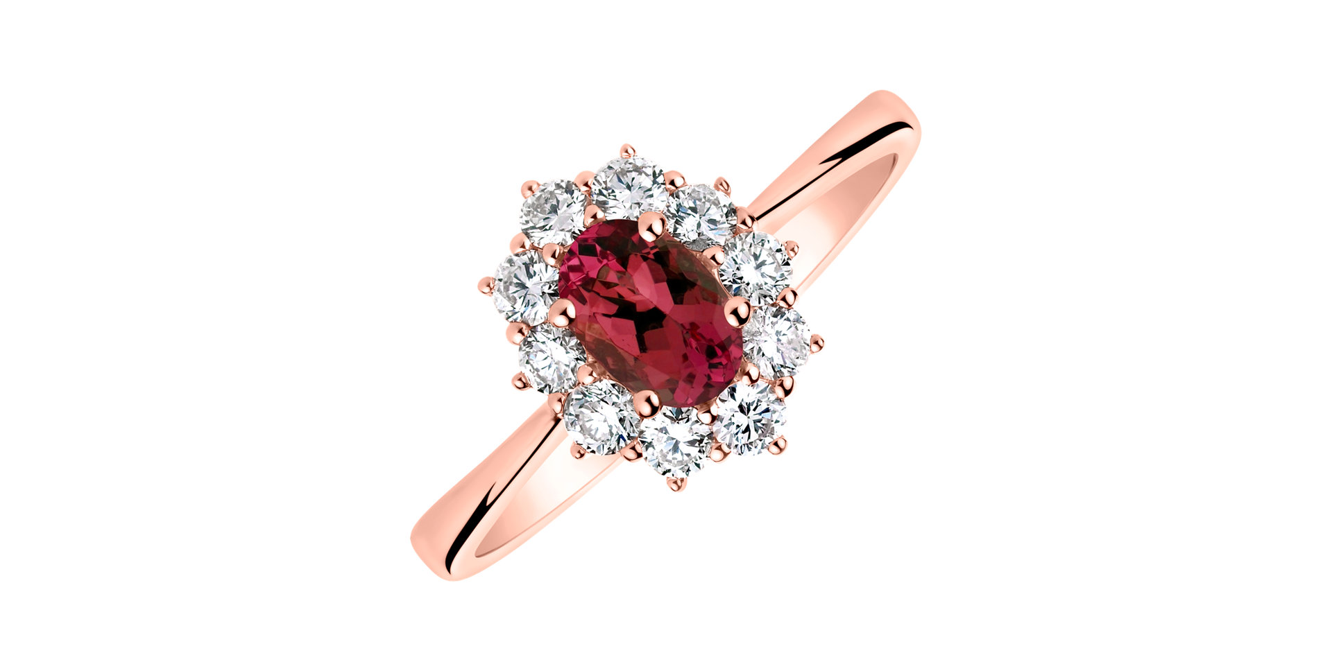 Prsten s diamanty a rubínem Princess