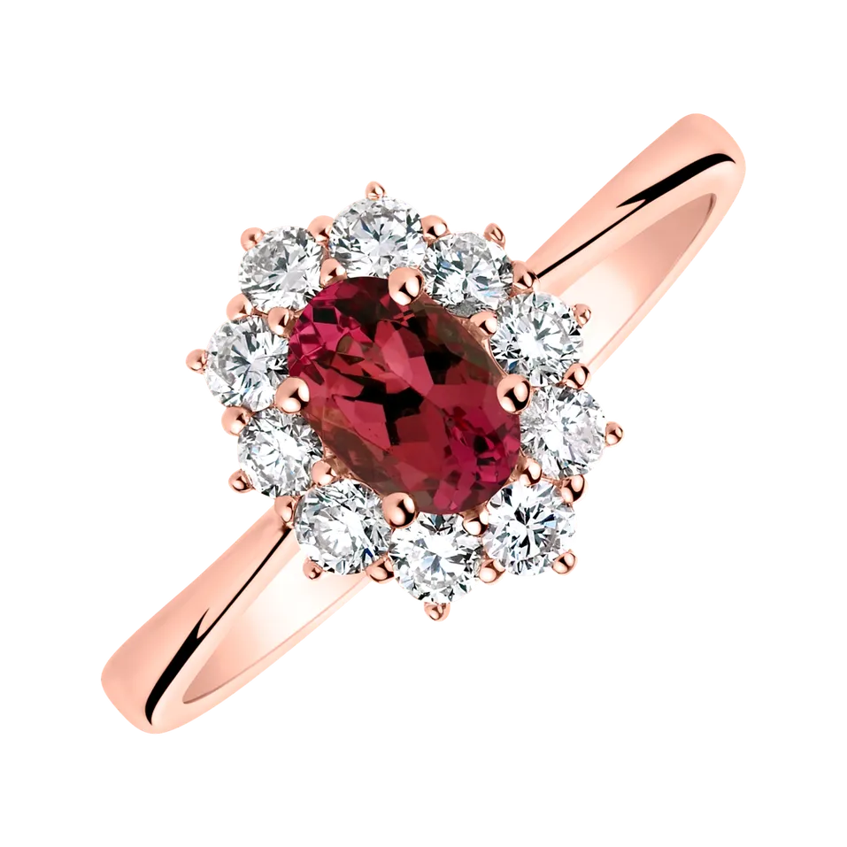 Prsten s diamanty a rubínem Princess