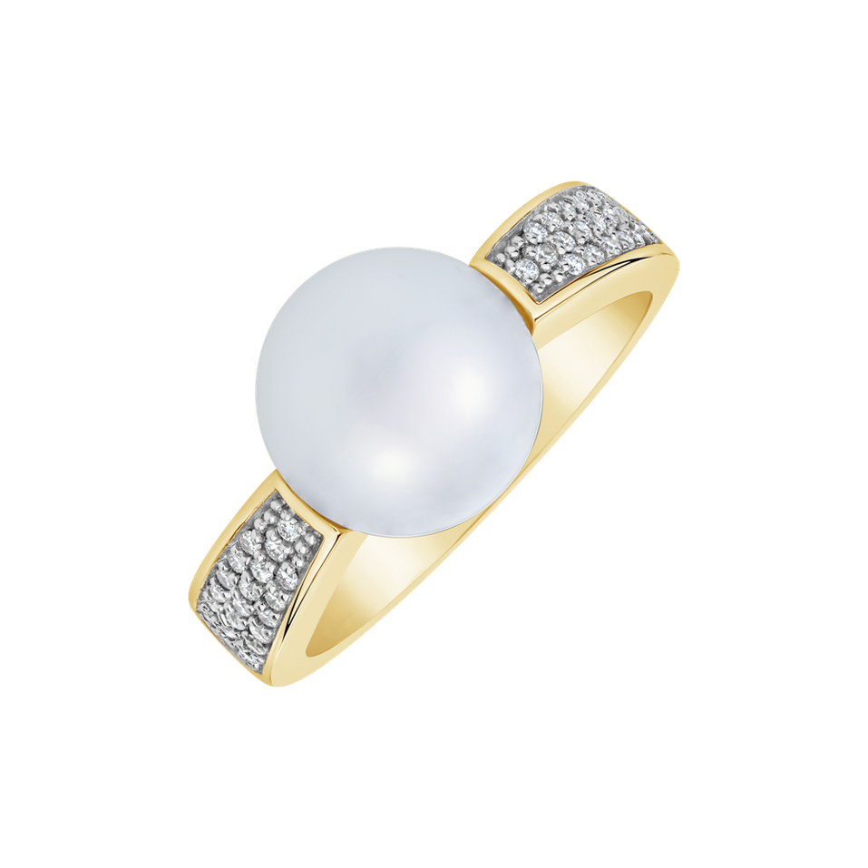 Prsten s diamanty a perlou Sigyn