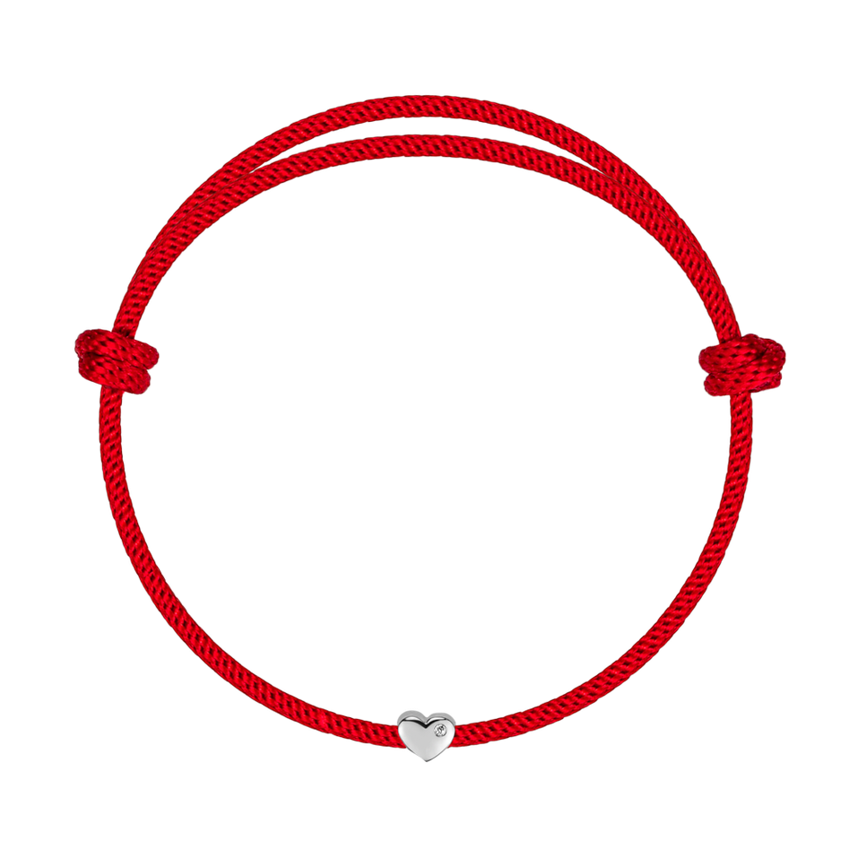 Diamantový náramek se šňůrkou Red Heart
