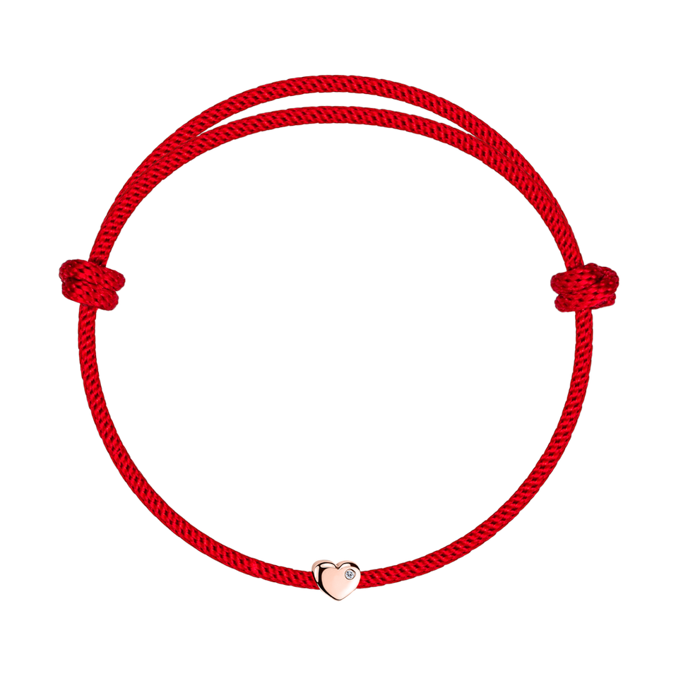 Diamantový náramek se šňůrkou Red Heart