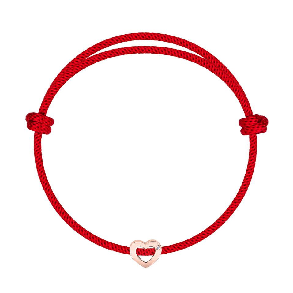 Diamantový náramek se šňůrkou Bold Heart
