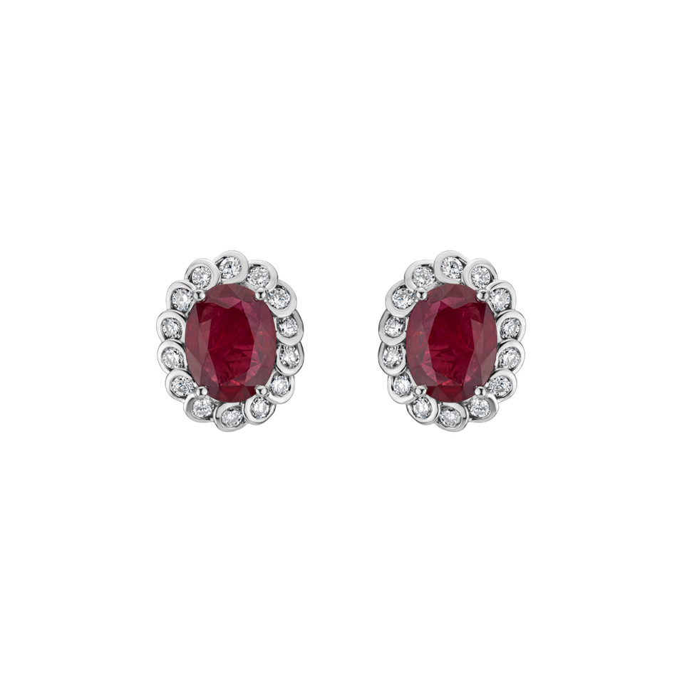 Náušnice s rubínem a diamanty Princess