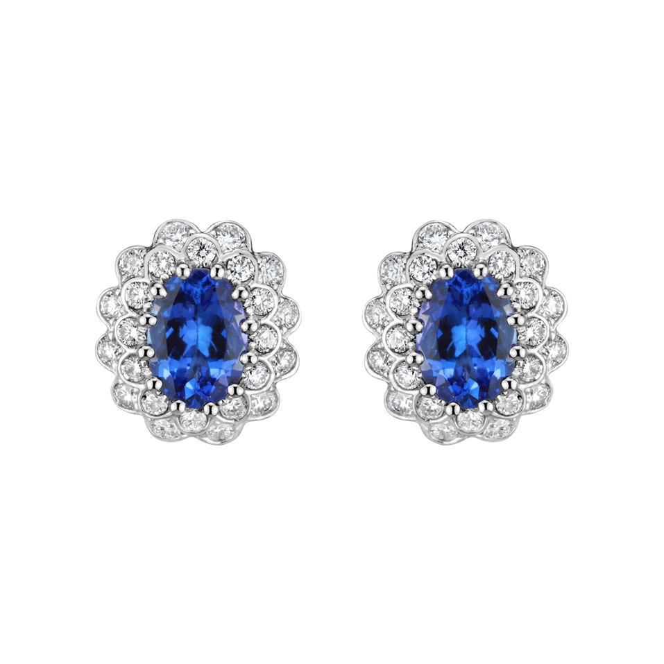 Náušnice s diamanty a tanzanitem Fairy Goddess