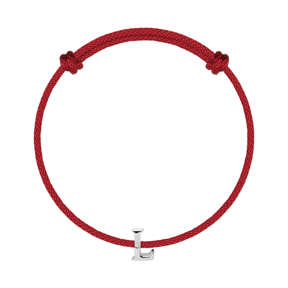 Náramek s diamantem a šňůrkou Flat Line L