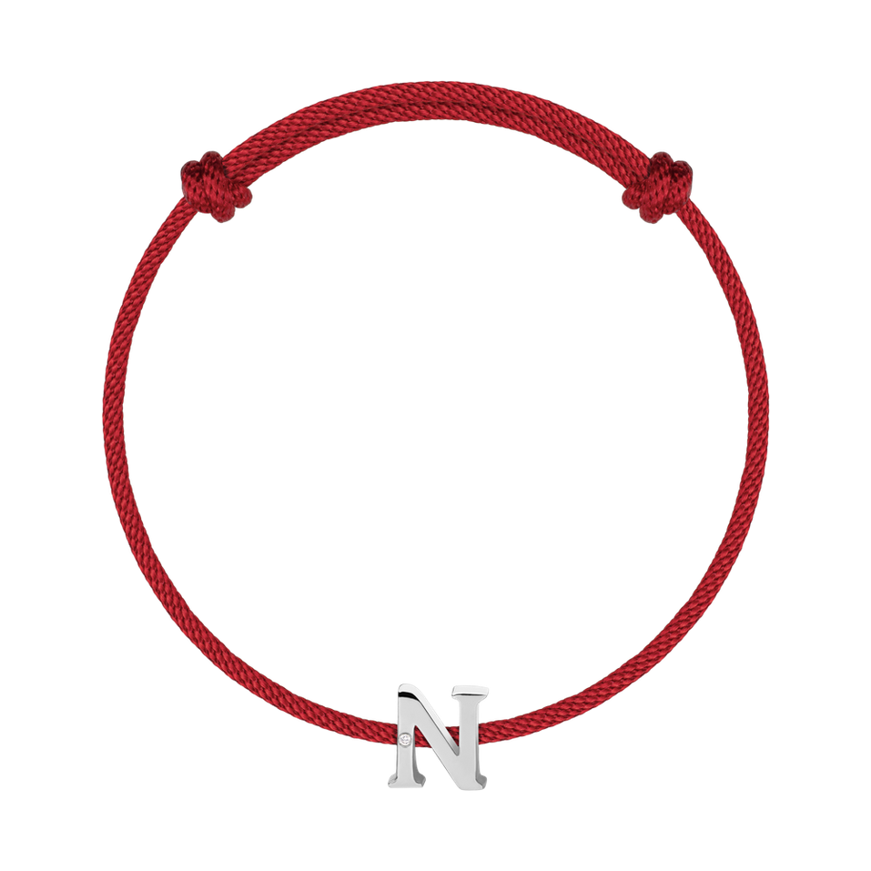 Náramek s diamantem a šňůrkou Flat Line N