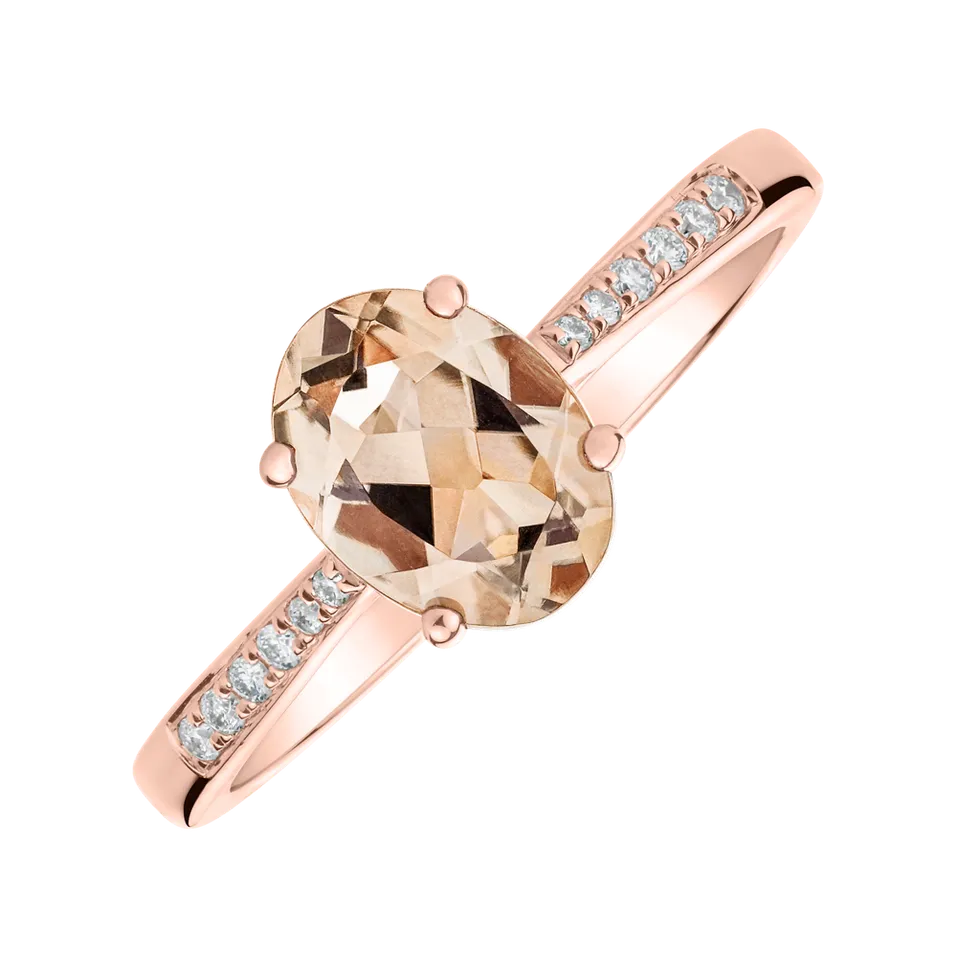 Prsten s diamanty a morganitem Bonbon
