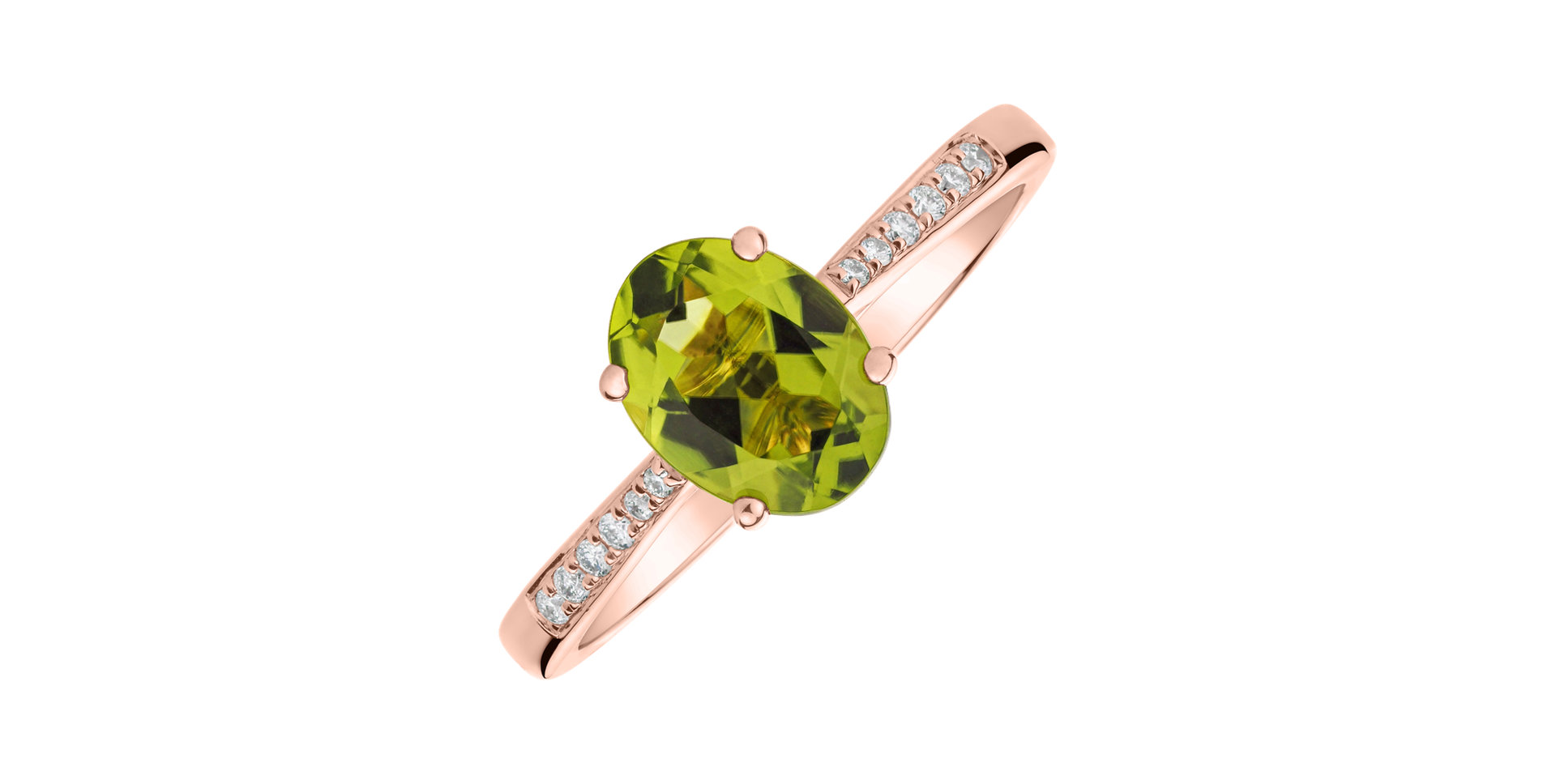 Prsten s diamanty a peridotem Bonbon