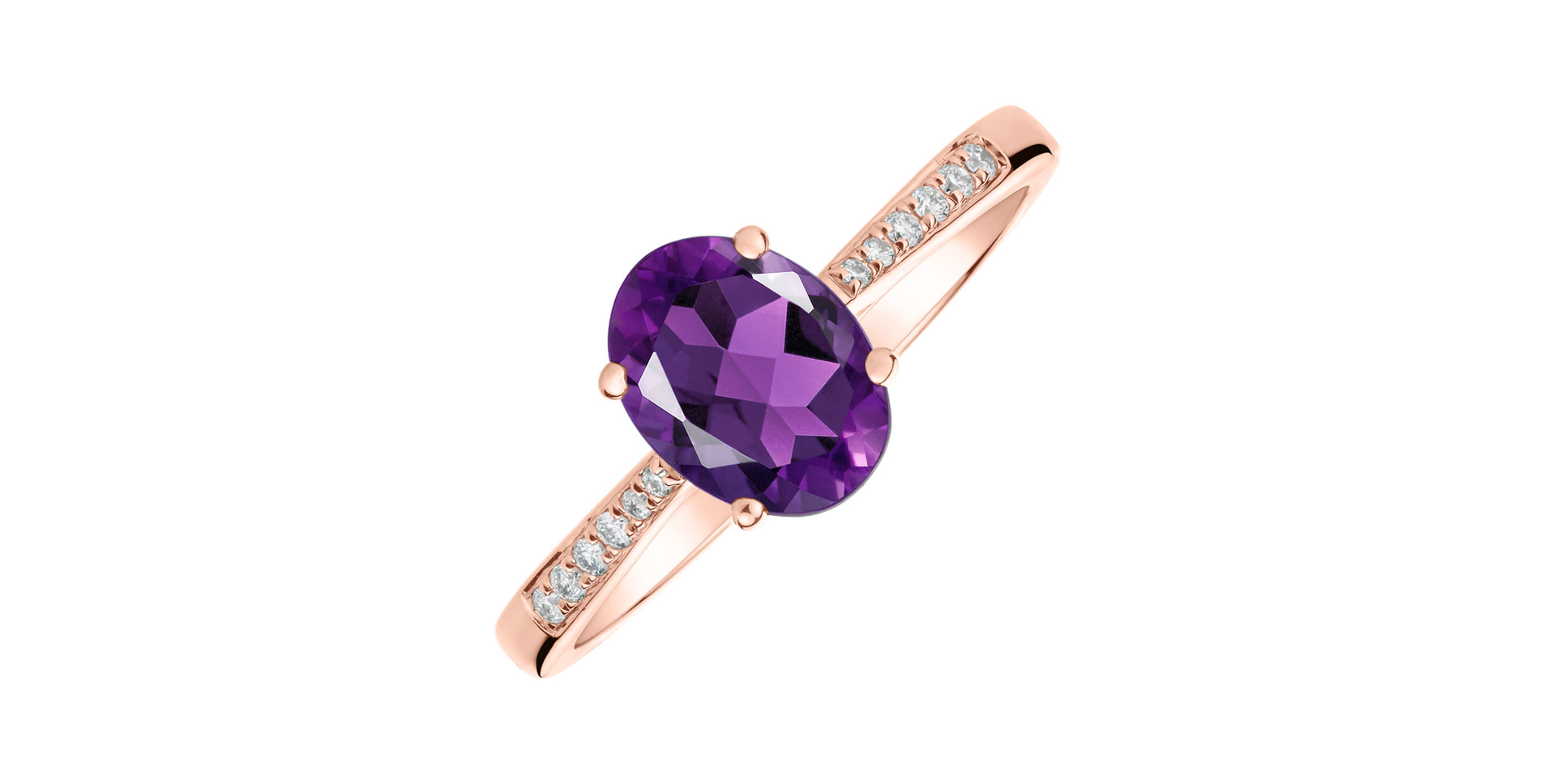 Prsten s diamanty a ametystem brazil Bonbon